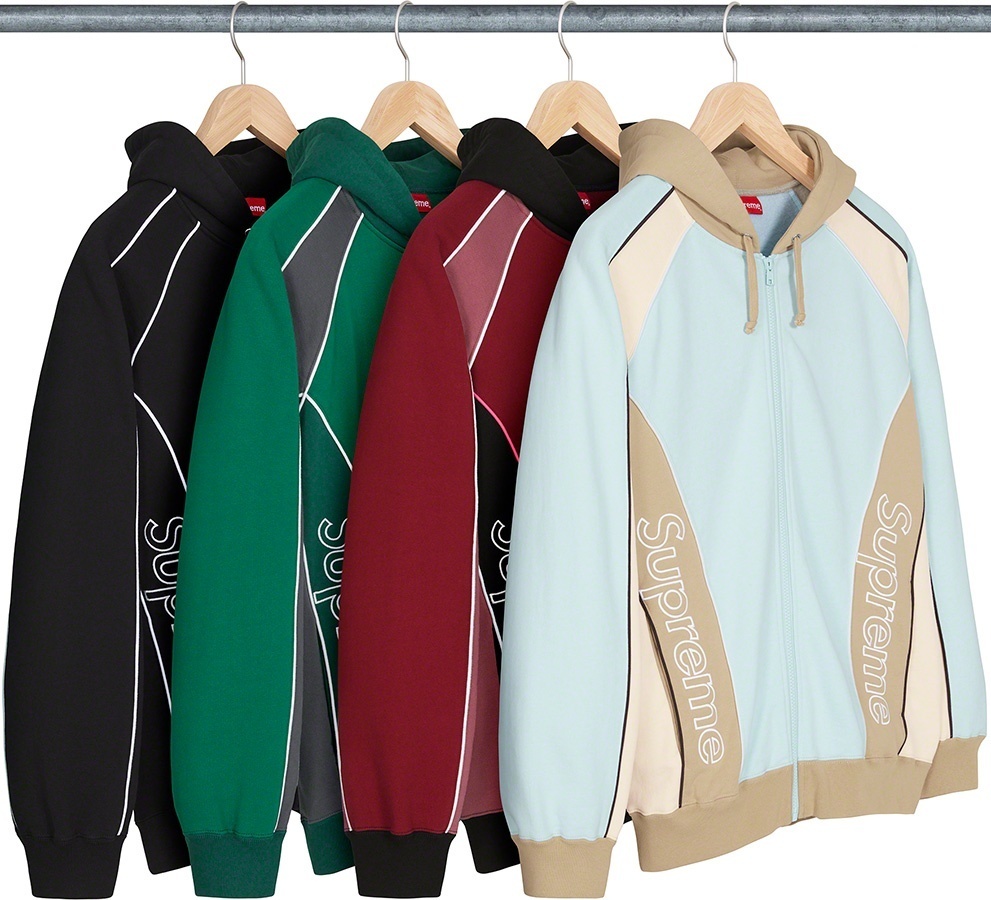 Track Paneled Zip Up Hooded Sweatshirt